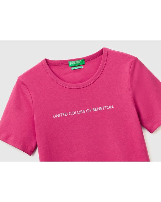 Benetton Pink Benetton, Short Sleeve T-Shirt With Glitter Logo