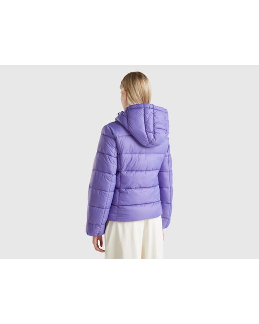 Benetton Purple Benetton, Padded Puffer Jacket With Recycled Wadding