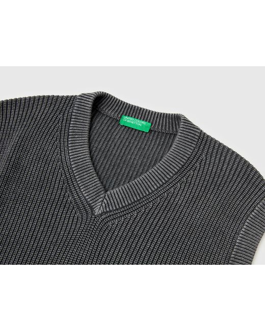 Benetton Black Benetton, Stone Washed Regular Fit Vest for men
