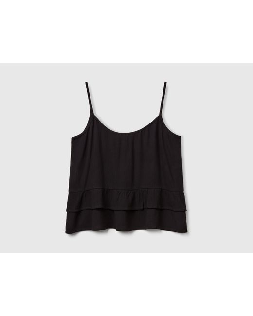 Benetton Black Benetton, Flowy Top With Flounce