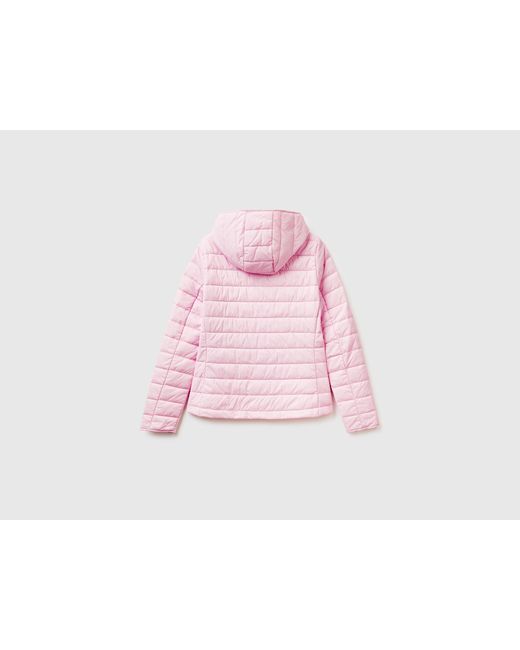 Benetton Black Benetton, Lightweight Padded Jacket With Hood