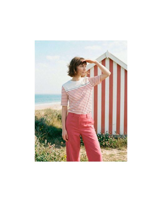 Benetton Red Benetton, Sailor Striped T-Shirt With Embroidery