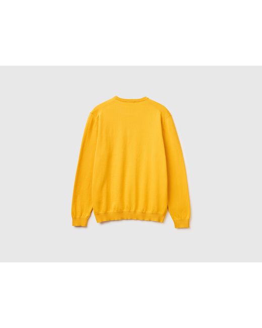 Benetton Yellow Benetton, 100% Cotton Crew Neck Top for men