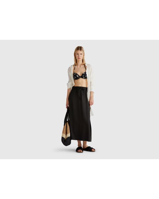 Benetton, Gonna Midi Fluida, Nero, Donna di Benetton in Black