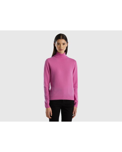Benetton Pull Rose Fonce A Col Montant En Pure Laine Merinos Rose Femme Benetton en coloris Rouge Lyst