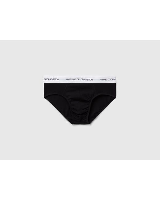 Benetton Black Underwear In Stretch Organic Cotton for men