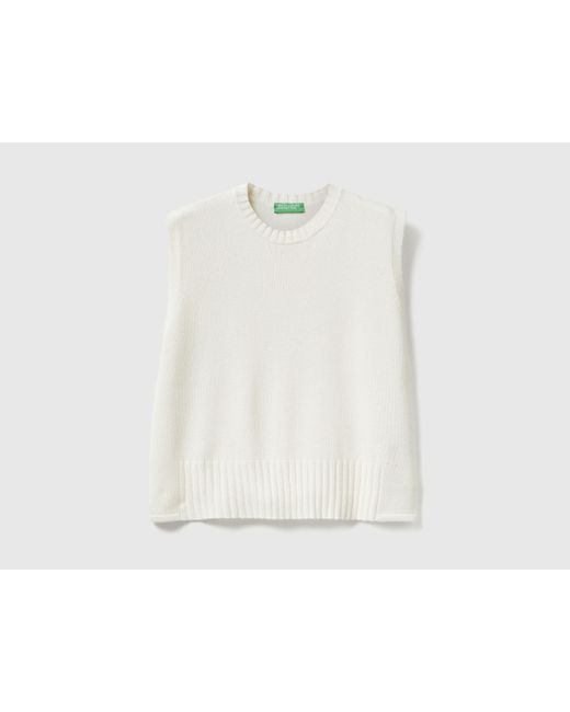 Benetton, Chaleco De Mezcla De Lana Y Viscosa, Talla, Blanco Crema, Mujer Benetton de color Black