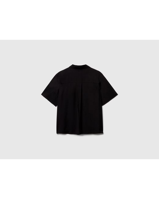 Benetton Black Benetton, Viskosehemd Mit 3/4-Ärmeln, Größe, Schwarz, Damen