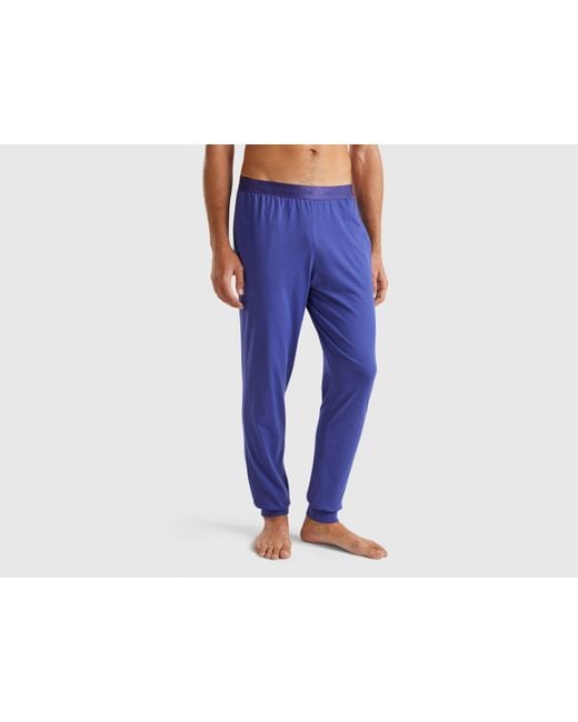 Benetton Blue Benetton, Trousers With Elastic Logo for men