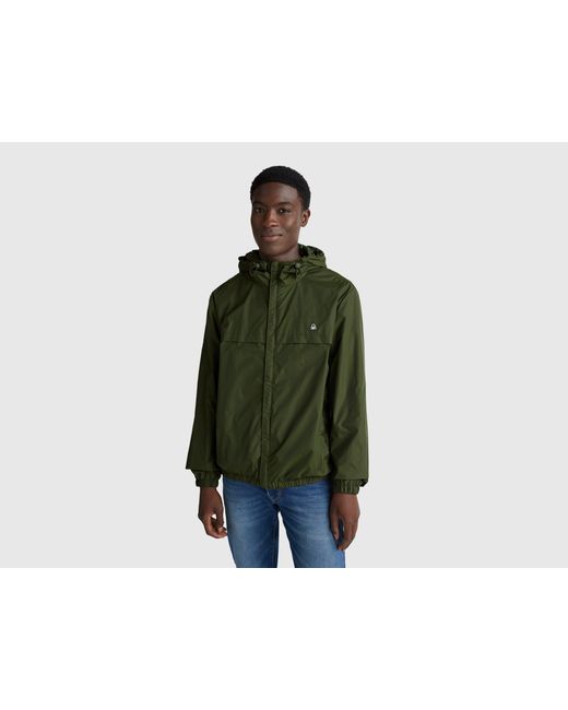 Benetton Green Benetton, Rain Defender Jacket With Hood for men