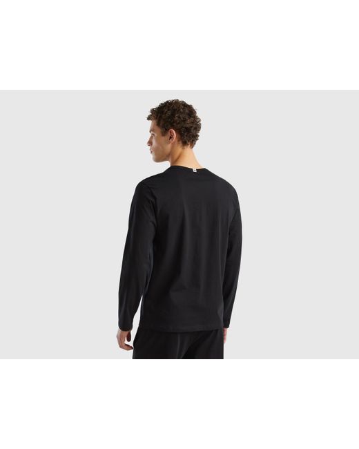 Benetton Langarm-shirt Aus 100% Baumwolle in Black für Herren