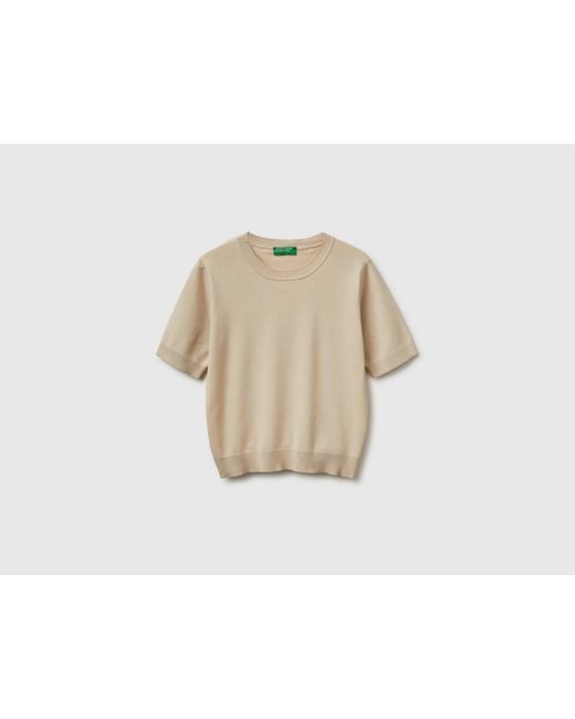 Benetton Natural Benetton, Short Sleeve Sweater