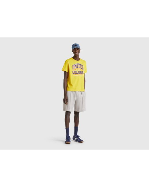 Benetton, Bermudas De Felpa De Algodón, Gris Claro, Hombre Benetton de hombre de color Black