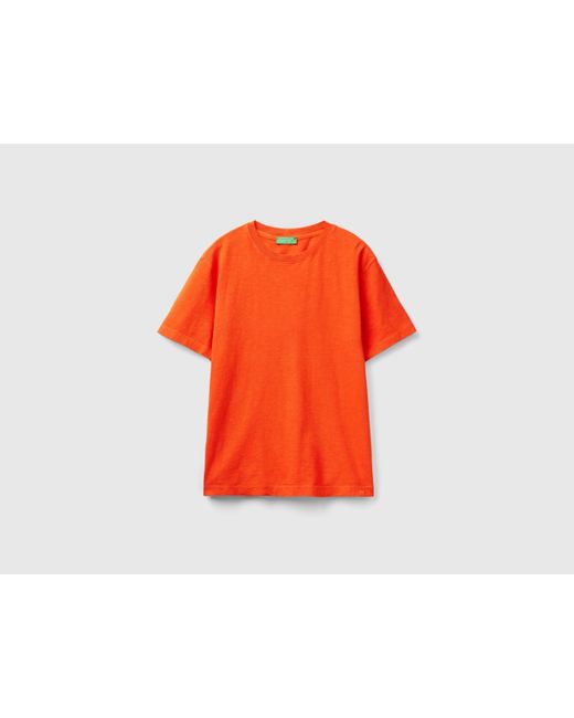 Benetton Orange Lightweight Relaxed Fit T-shirt for men