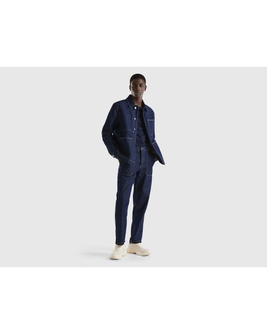 Benetton Blue Workwear Denim Jacket for men