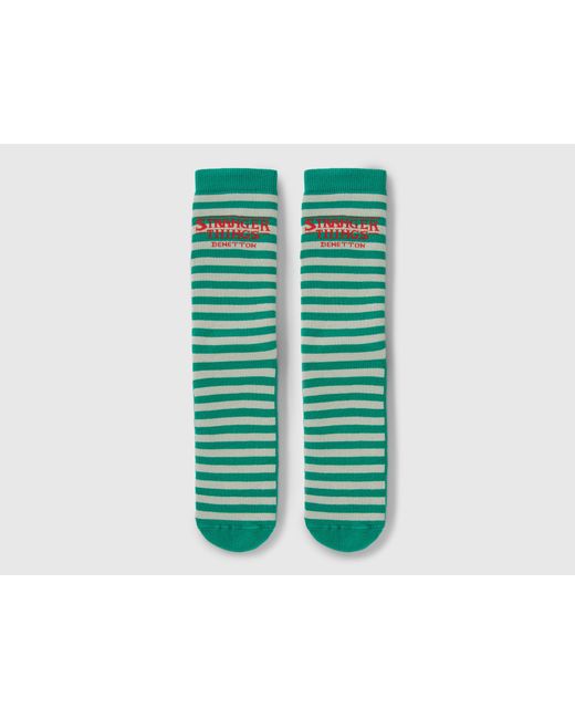 Benetton Green Benetton, Stranger Things Striped Socks for men