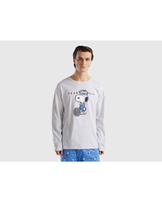 Benetton White Lightweight Snoopy ©peanuts Sweater for men