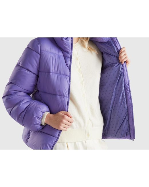 Benetton Purple Benetton, Padded Puffer Jacket With Recycled Wadding