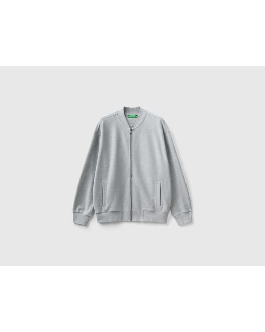 Benetton Gray Zip-up Sweat Bomber Jacket for men