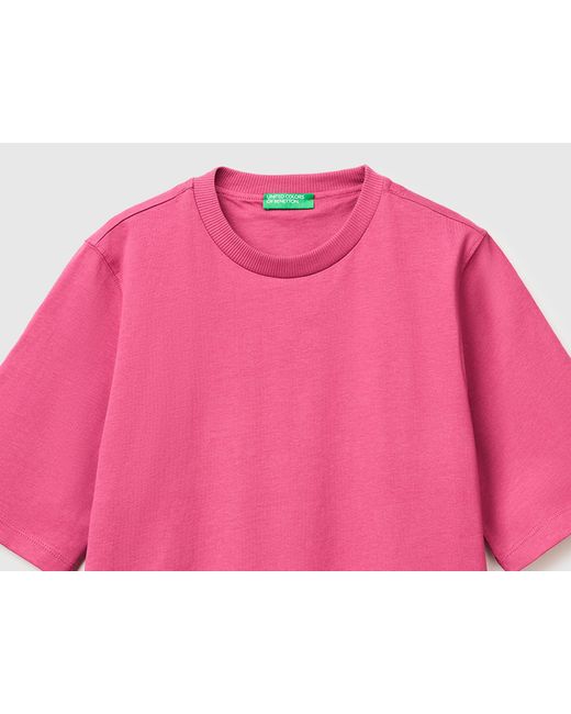 Benetton, T-Shirt 100% Coton Coupe Carrée, Taille, Prune, Femme Benetton en coloris Pink
