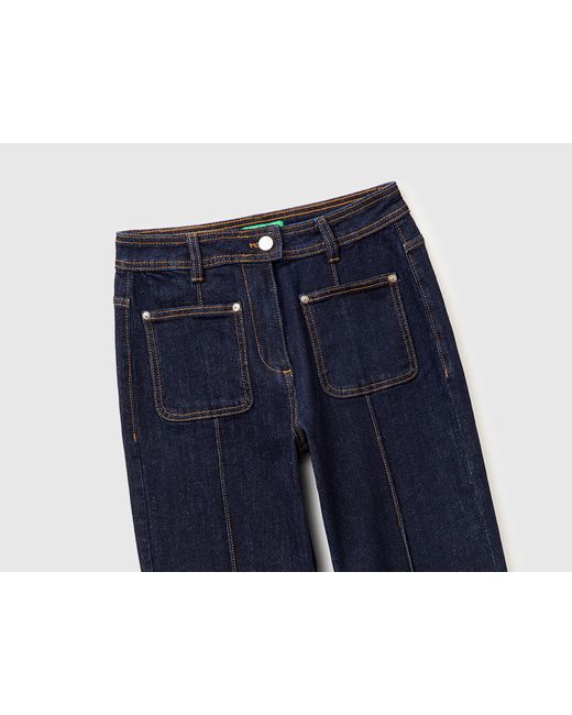 Benetton Blue Benetton, Flare Jeans With Ribbing