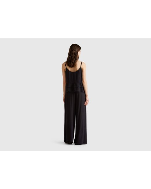 Benetton Black Benetton, Flowy Top With Flounce