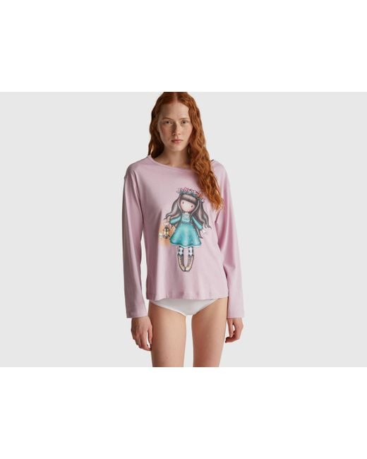 Benetton, Maglia Con Stampa Santoro Gorjuss, Taglia, Rosa, Donna di Benetton in Black