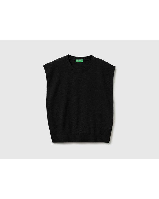 Benetton Black Benetton, Sleeveless Linen Blend Sweater