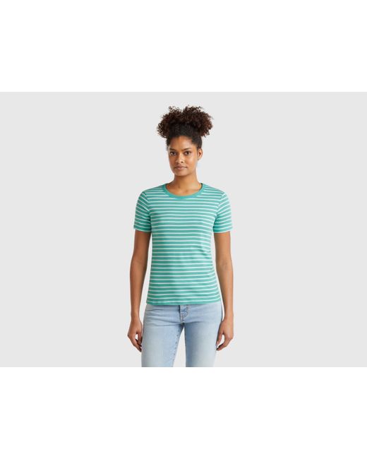 Benetton, Camiseta A Rayas Con Cuello Redondo, Azul, Mujer Benetton de color Black