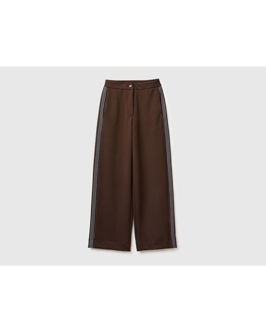 Benetton Brown Benetton, Wide Trousers With Side Stripes