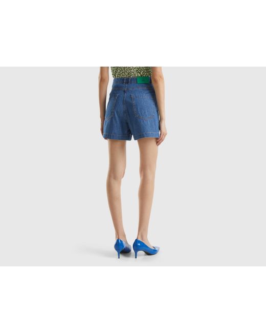 Benetton Blue Shorts In Chambray