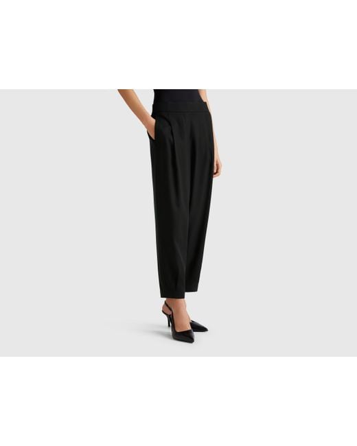 Benetton Black Benetton, Flowy Trousers With Pleats