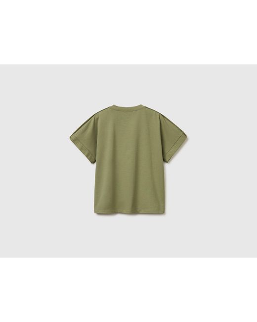 Benetton Green Benetton, T-Shirt With Pleat On The Shoulders
