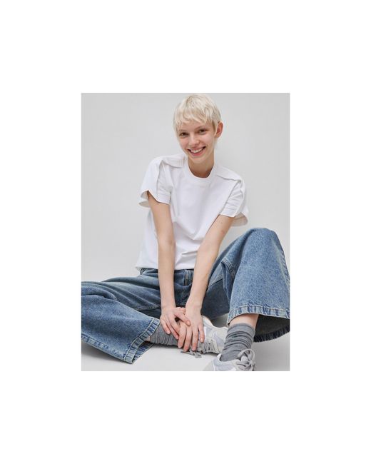 Benetton Black Benetton, T-Shirt With Pleat On The Shoulders