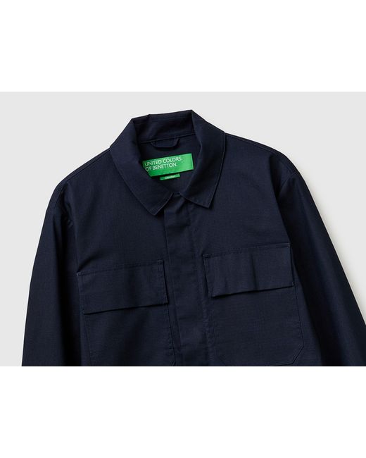 Benetton Blue Benetton, Coated Linen Blend Jacket for men