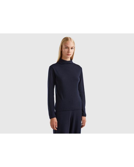Benetton Cashmere Blend Sweater in Blue | Lyst UK