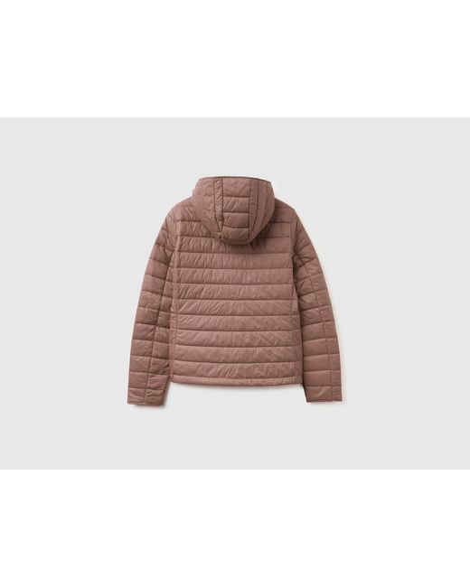 Benetton Brown Benetton, Lightweight Padded Jacket With Hood