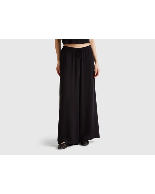 Benetton Black Benetton, Weite, Fließende Hose, Schwarz