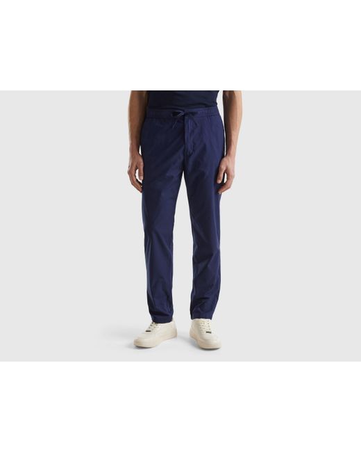 Benetton Black Canvas Trousers With Drawstring for men