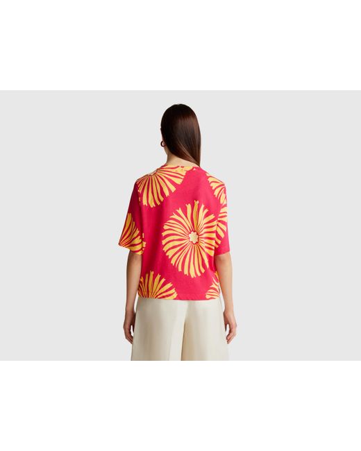 Benetton Red Benetton, T-Shirt With Floral Pattern