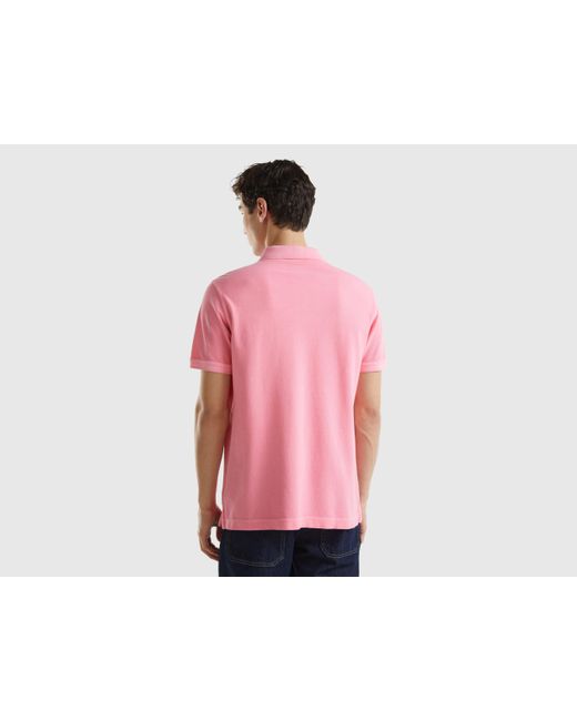 Benetton Pink Regular Fit Polo In 100% Organic Cotton for men