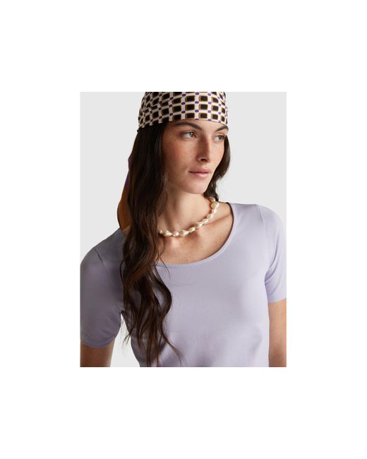 Benetton, T-Shirt Réversible Coupe Slim, Taille, Lilas, Femme Benetton en coloris Black