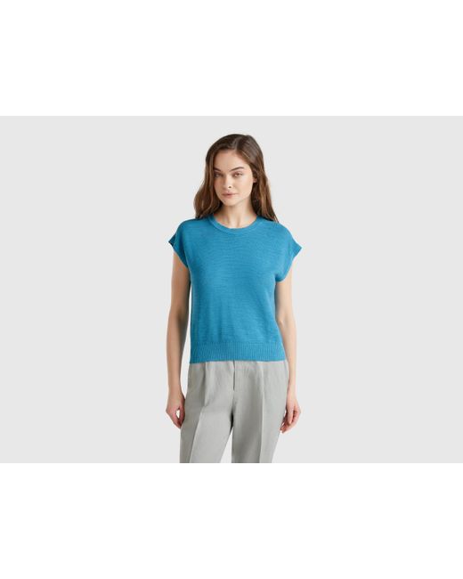 Benetton, Gilet En Coton Et Lin Mélangés, Canard, Femme Benetton en coloris Blue