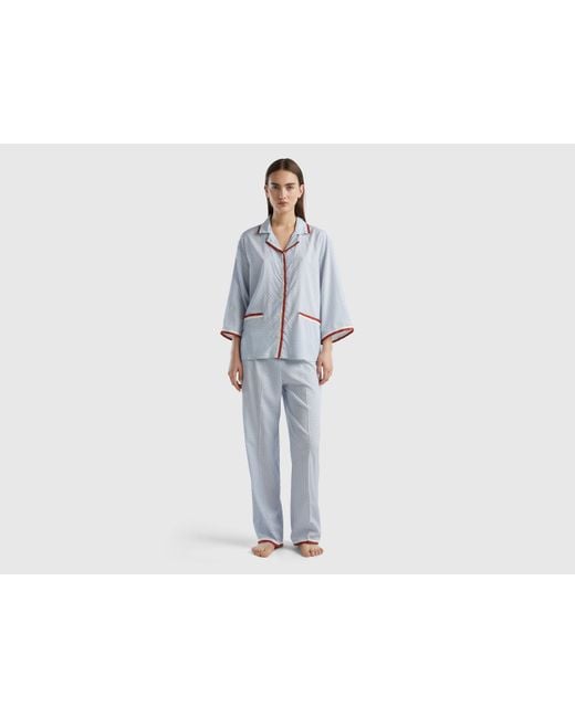 Pijama De Viscosa Sostenible Con Monograma Benetton de color Black