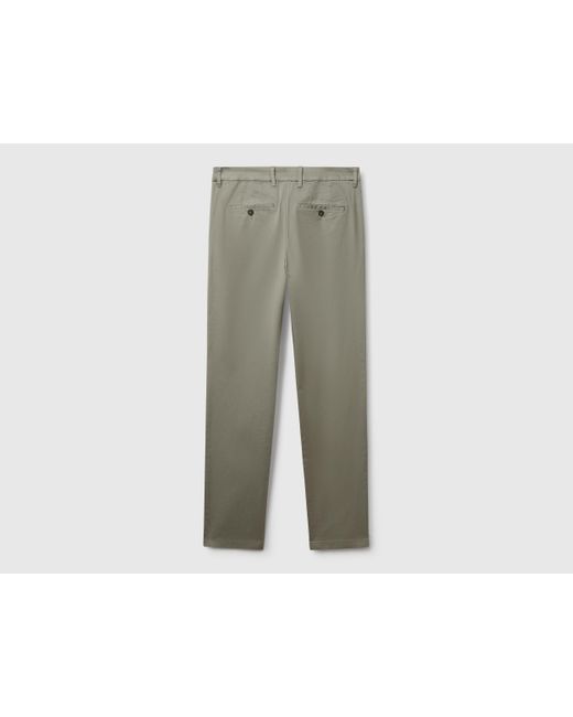 Benetton, Chinos Slim Fit De Algodón Elástico, Verde Claro, Hombre Benetton de hombre de color Black