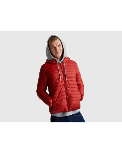 Benetton, Piumino Regular Fit Imbottito, Taglia, Rosso Mattone, Uomo di Benetton in Red da Uomo