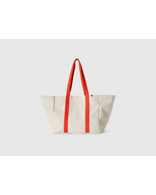 Benetton, Bolso Tote De Puro Algodón, Mujer Benetton de color Black