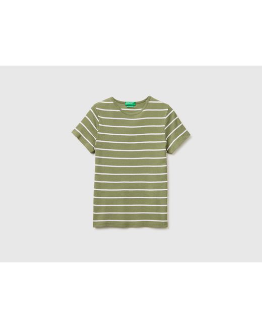 Benetton Green Benetton, Crew Neck Striped T-Shirt