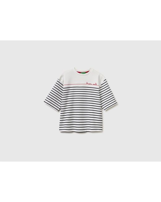 Benetton Black Benetton, Sailor Striped T-Shirt With Embroidery
