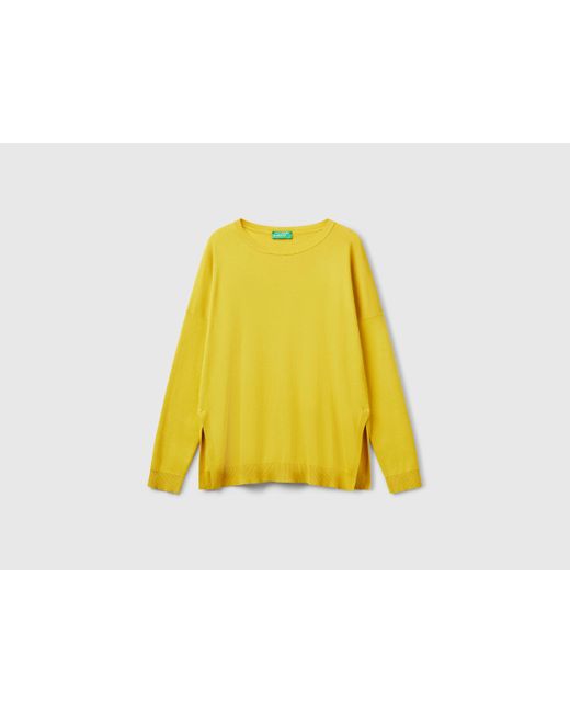 Benetton, Jersey Over Fit De Algodón, Mostaza, Mujer Benetton de color Black